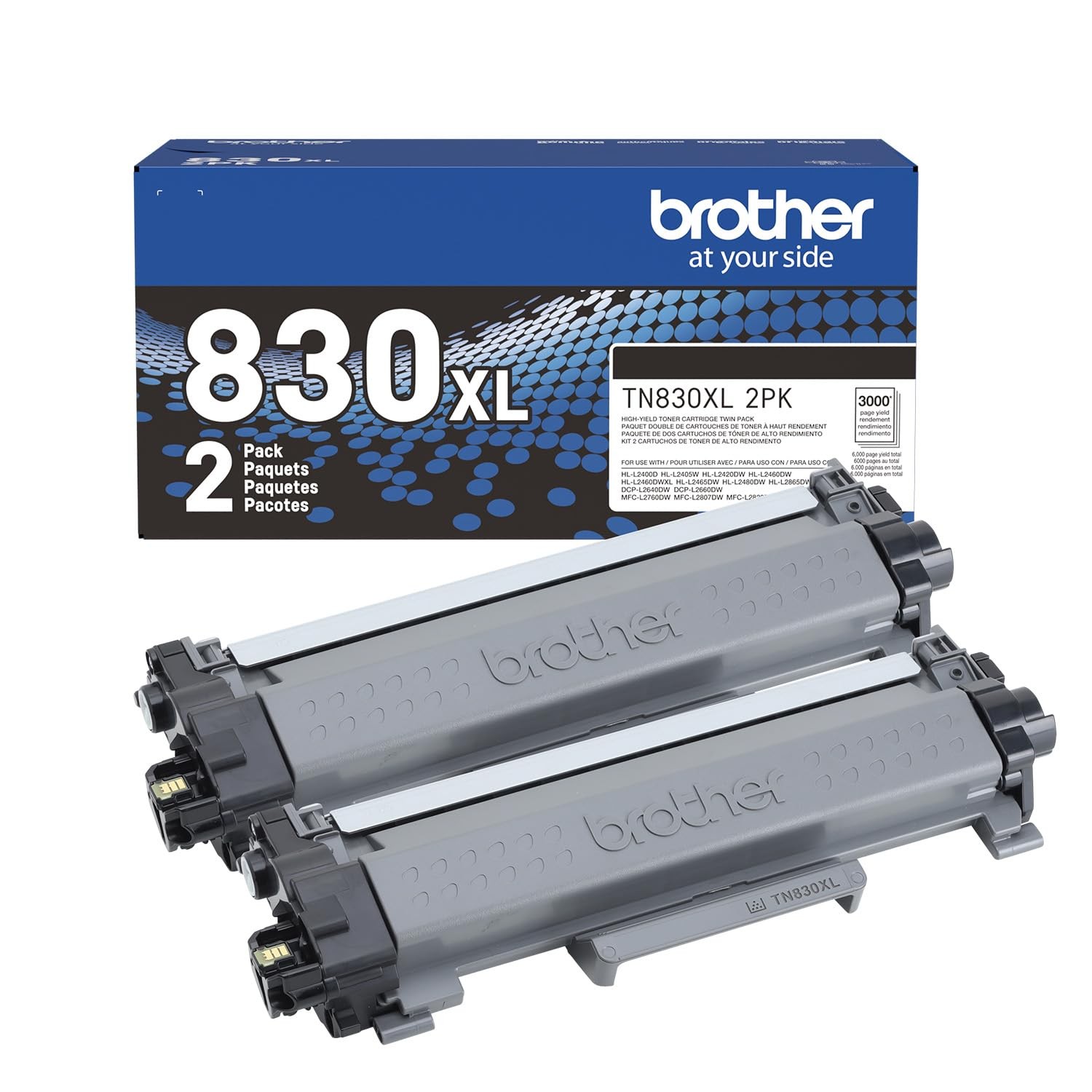 Brother Genuine TN830XL 2PK Black High Yield Printer Toner Yield,