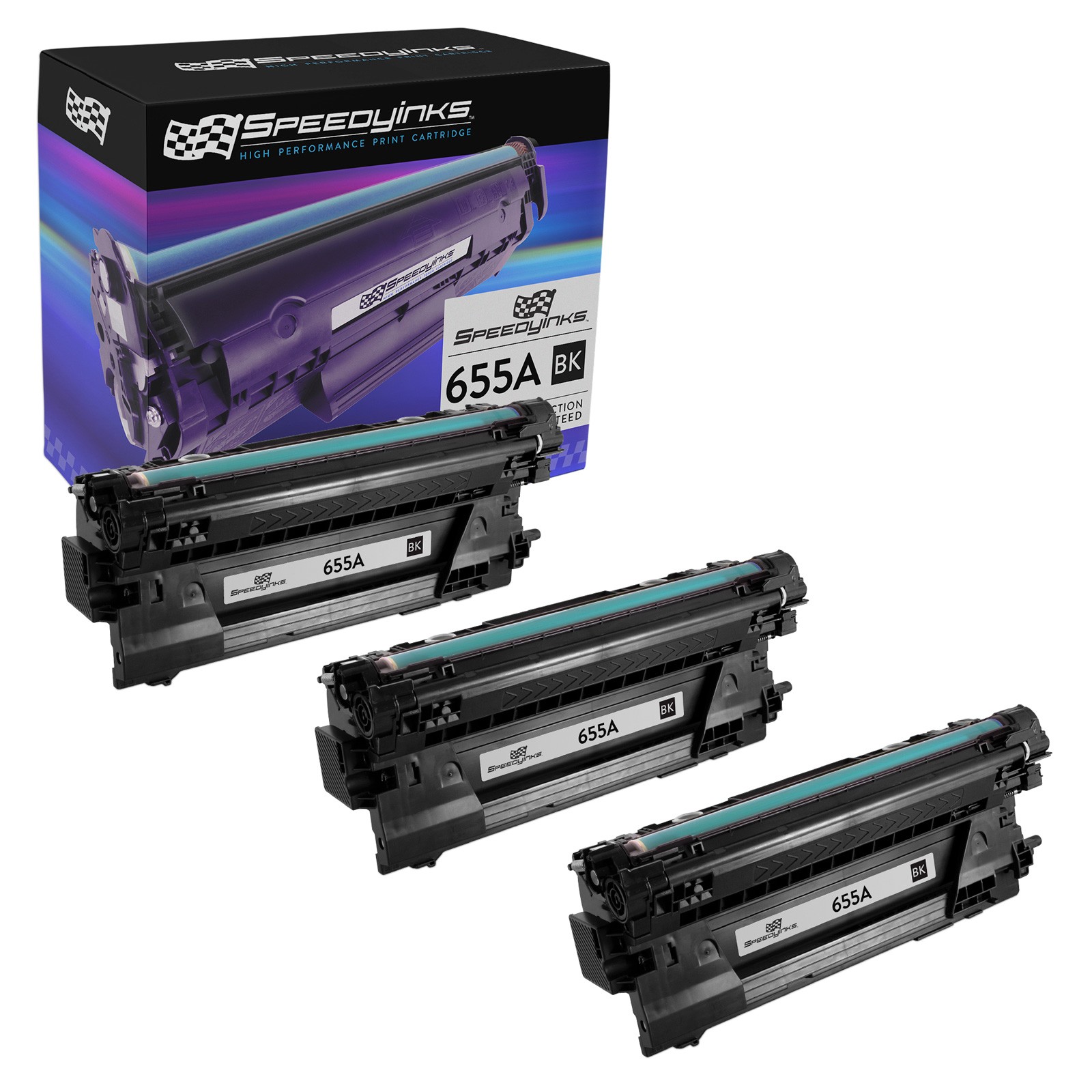 Compatible Toner Cartridge Replacements for HP 655A CF450A (Black, 3-Pack)
