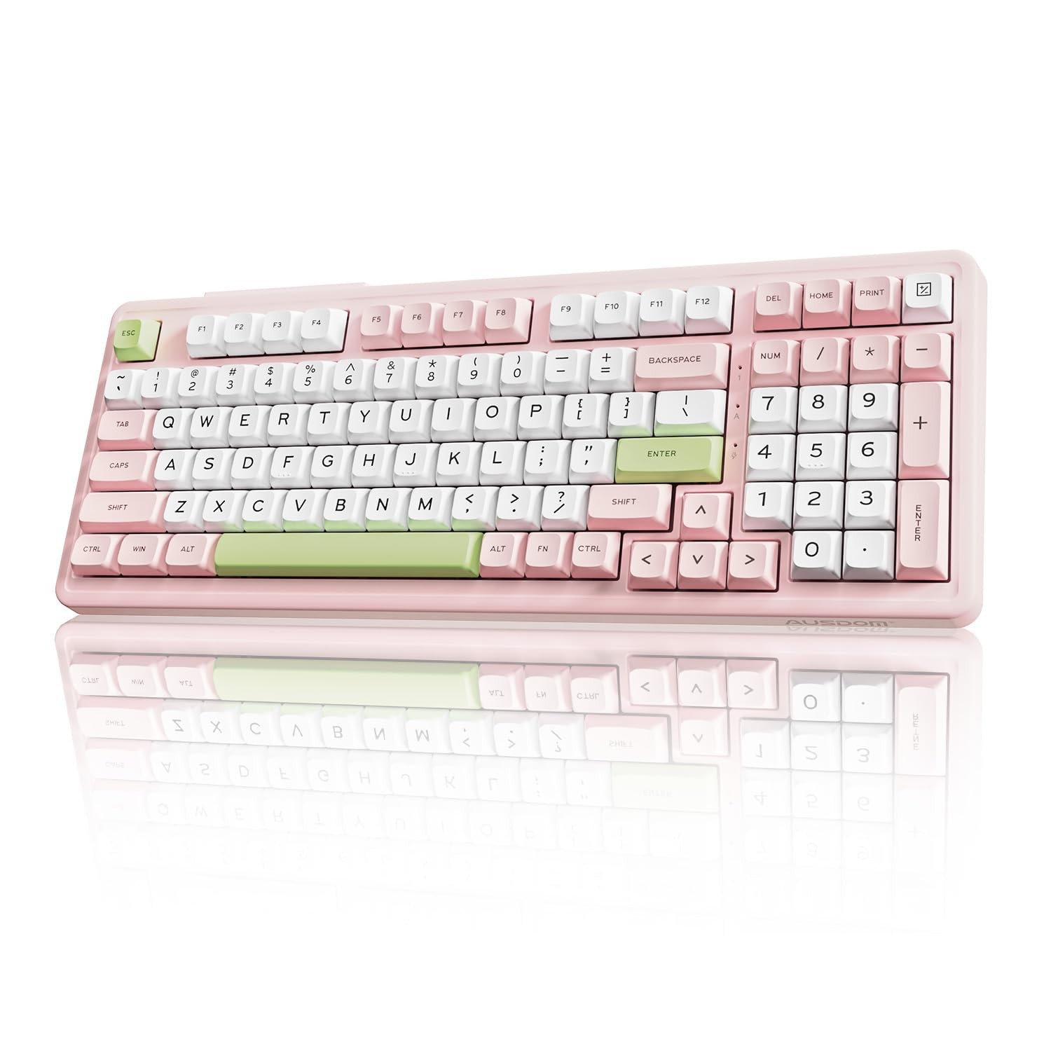 AUSDOM H98 Pink Creamy Mechanical Keyboard, 96% Silent Quiet Wireless Keyboar...