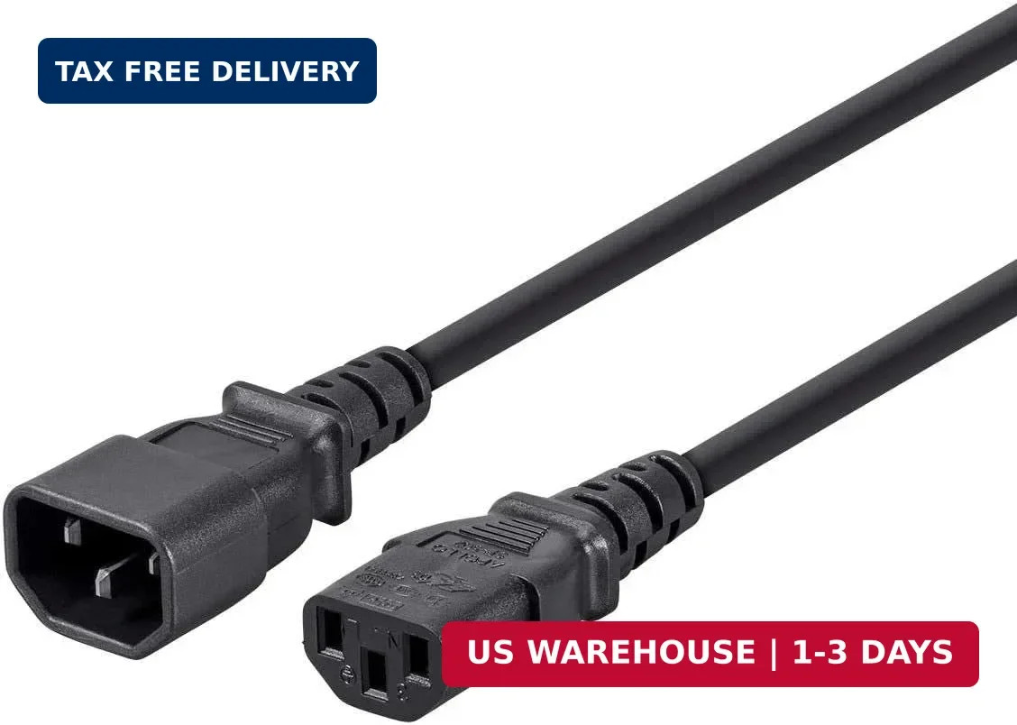 Monoprice Extension Cord - IEC 60320 C14 to IEC 60320 C13, 10 Amp, 1250 Watt, 3-