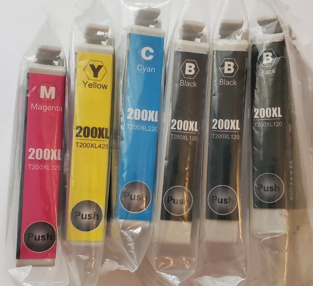 Lot of 6 EZ Ink Cartridges 220 XL, 3 (B), 1 (C), 1 (M), 1 (Y), 5 Sealed See Desc
