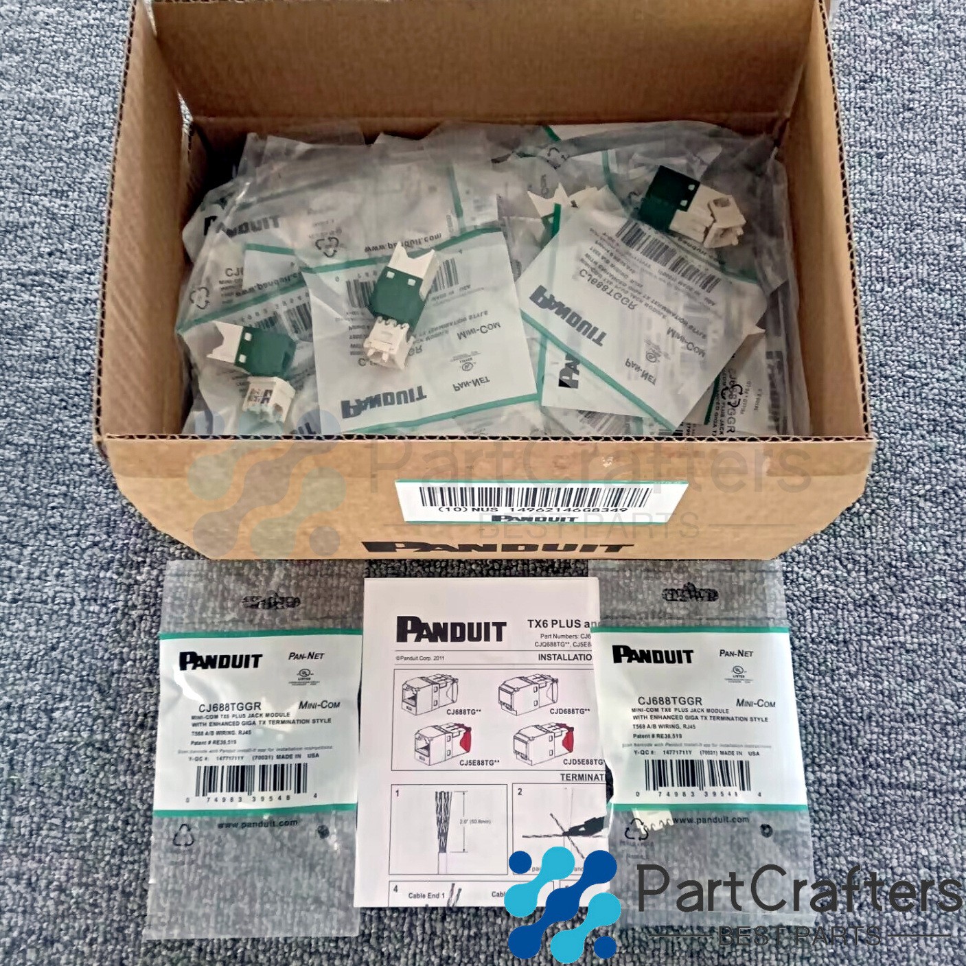 New Fits For Panduit Giga TX Cat6 jack green CJ688TGGR BOX OF 50. ！