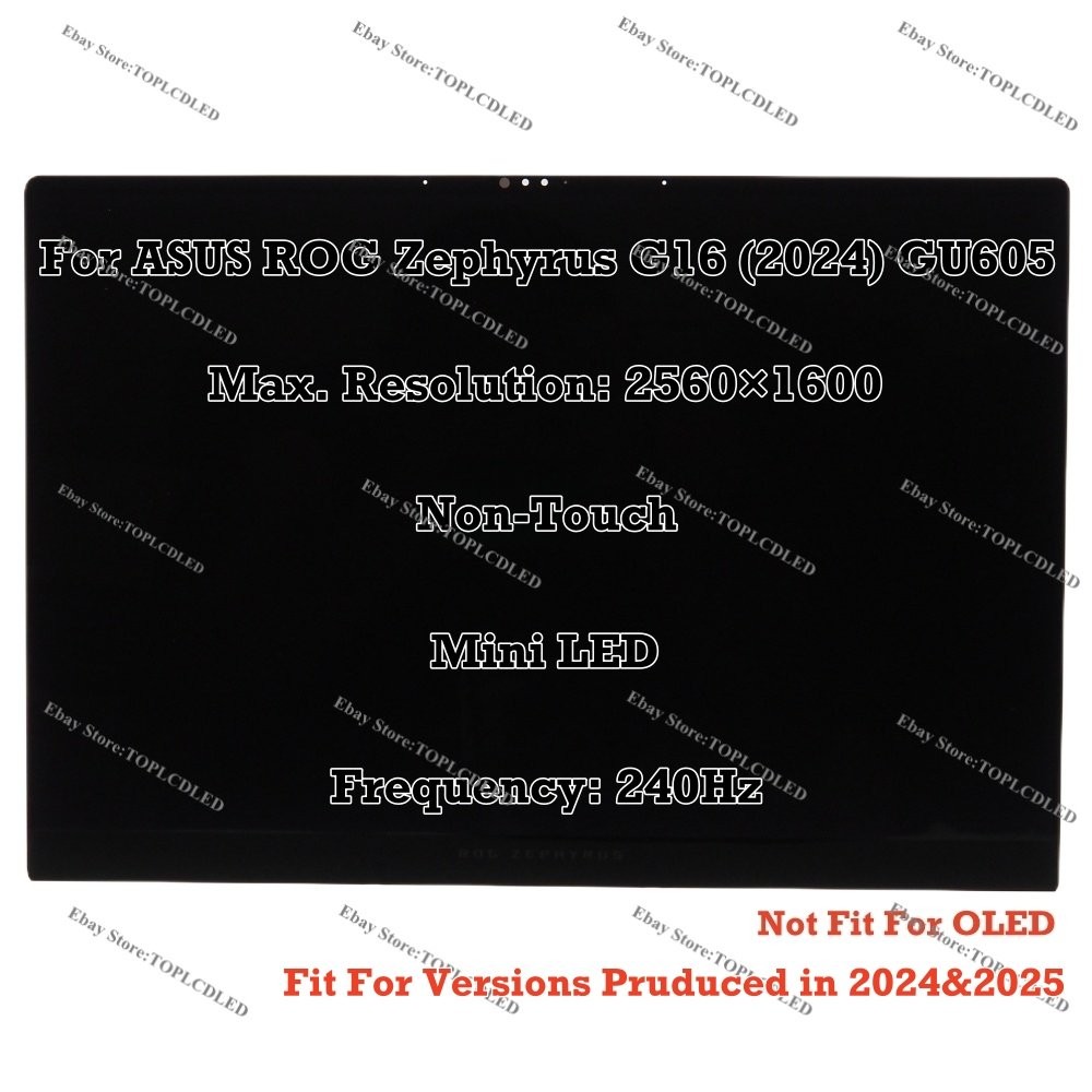 ASUS ROG Zephyrus G16 GU605CP-G16.U95070 16"OLED QHD LCD Screen Display Complete