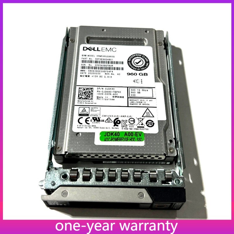 0JDK40 JDK40 DELL EMC ENTERPRISE 960GB 12Gb/s 2.5" SSD 14/15/16G KIT New