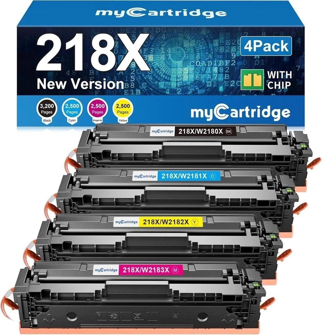 218X Toner Cartridges 4 Pack High Yield (with Chip) Compatible Replacement