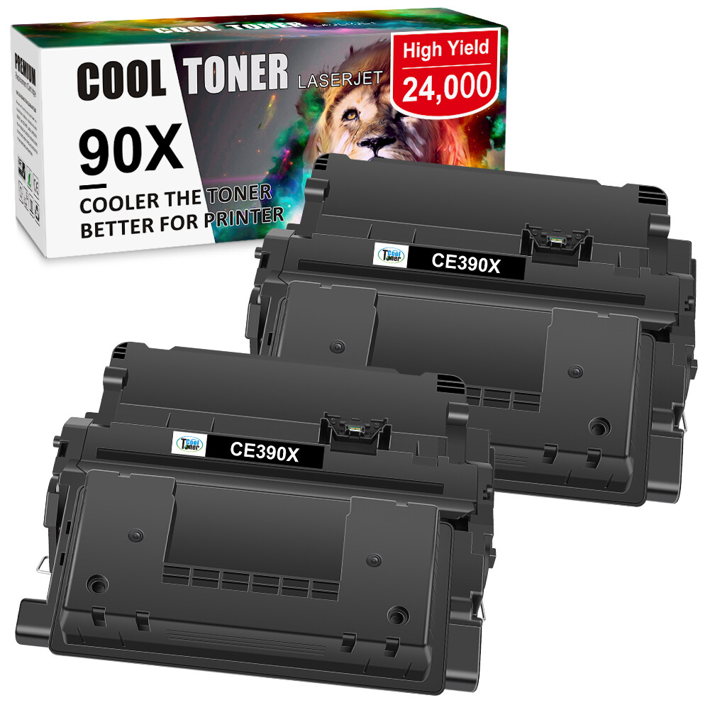 2PK CE390X Black Toner Compatible with HP 90X LaserJet Enterprise M4555 MFP