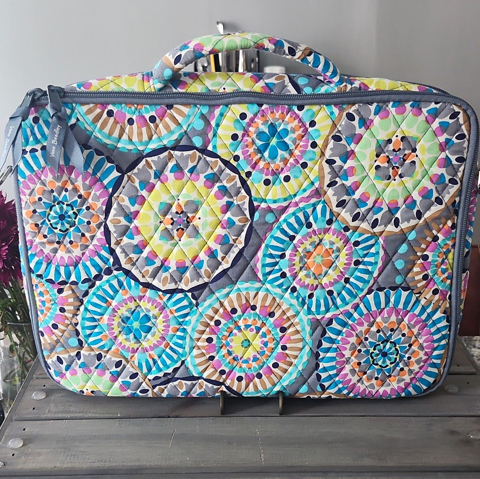 Vera Bradley Grand Laptop Case 15" Sunny Medallion Quilted Sleeve Bag Cover