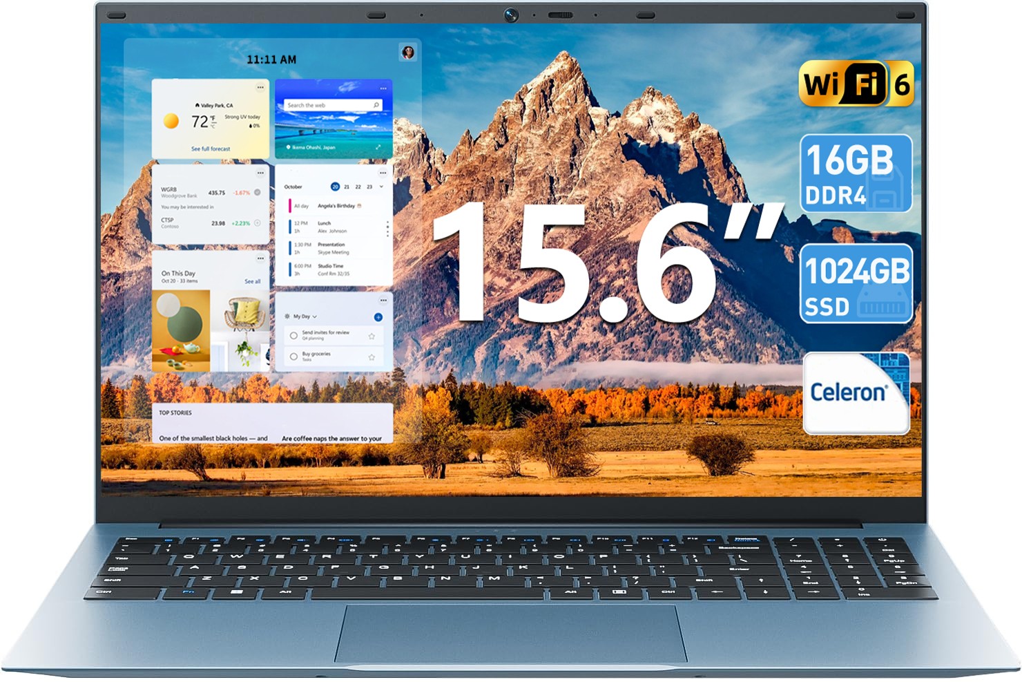 New 15.6" IPS Laptop Intel N5100 16GB RAM 1TB SSD Win11 Pro Wi-Fi 6 Office 365