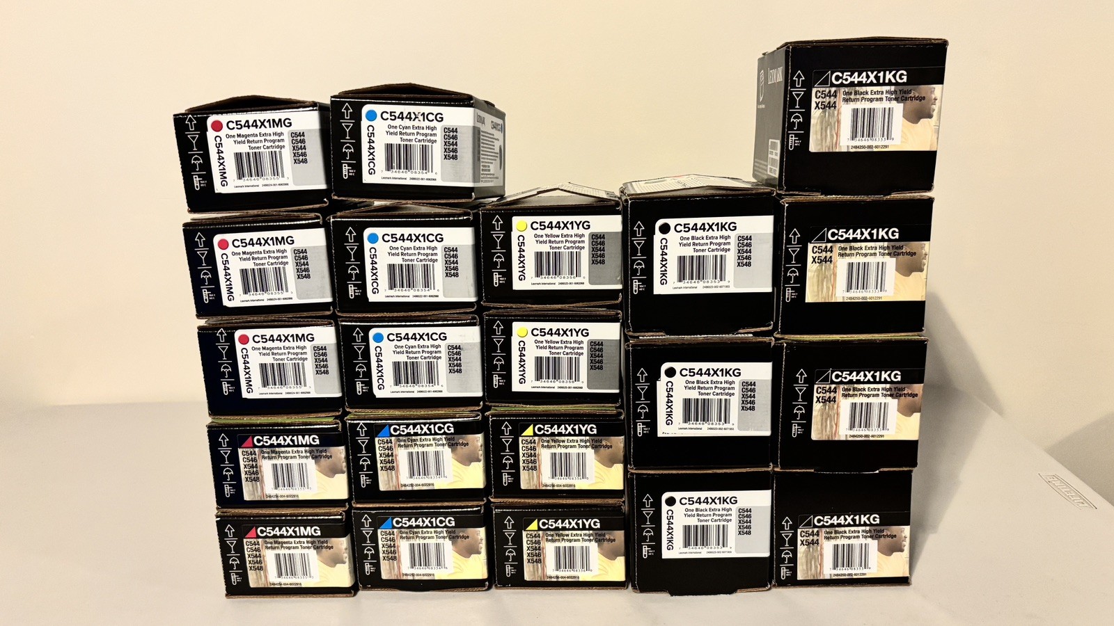 21x Lot Lexmark C544 Toner Cartridges Black Magenta Yellow Cyan Extra High Yield