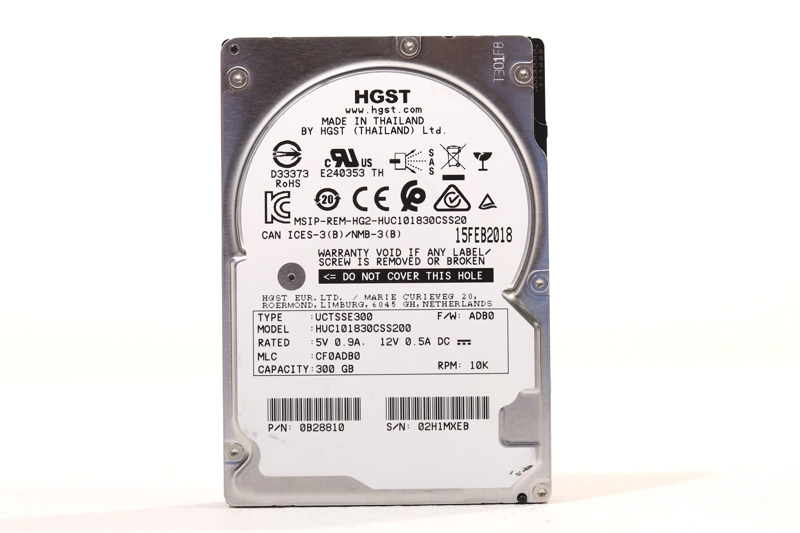 HGST HUC101830CSS200 300GB 2.5" 12Gb/s 10K RPM SAS Hard Drive P/N:0B28810 Tested