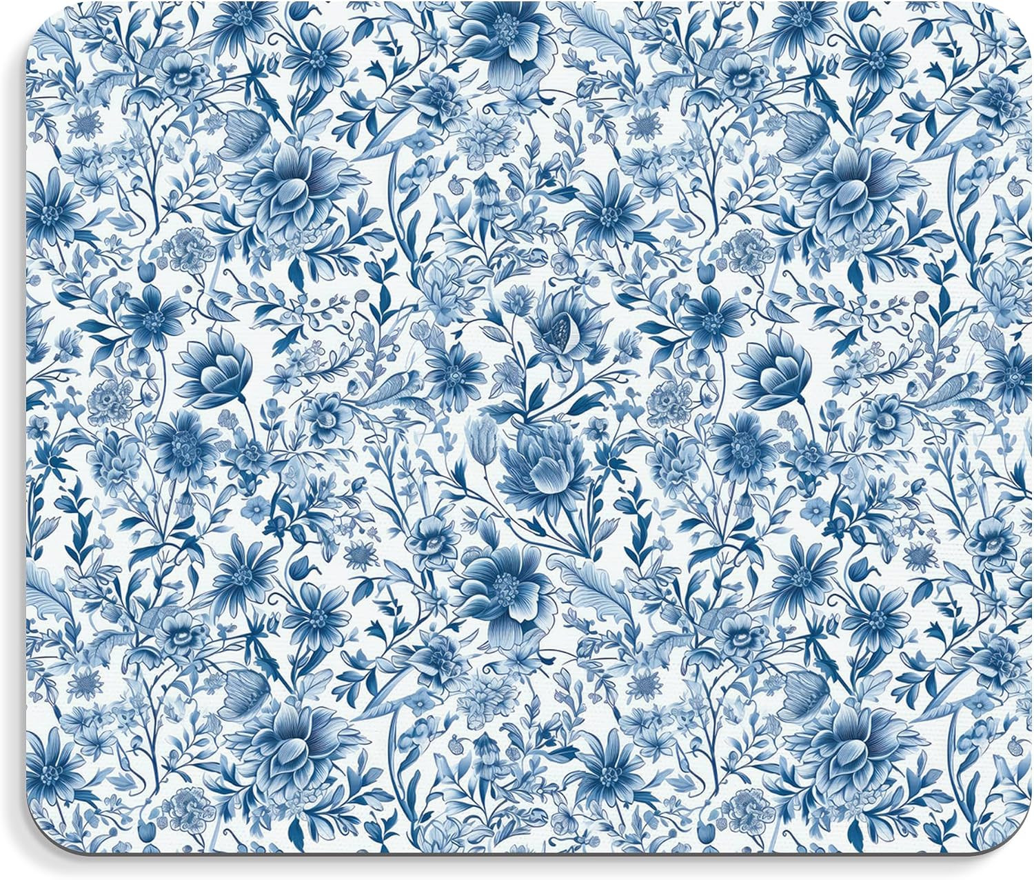 Chinoiserie Floral Mouse Pad - Blue and White Porcelain Floral Mousepad, Blue Ch
