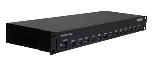 SEDNA 19" 1U Rack Mount 13-Port USB 3.2 Gen II Hub, 10Gbps, with 5V 10A Adapter