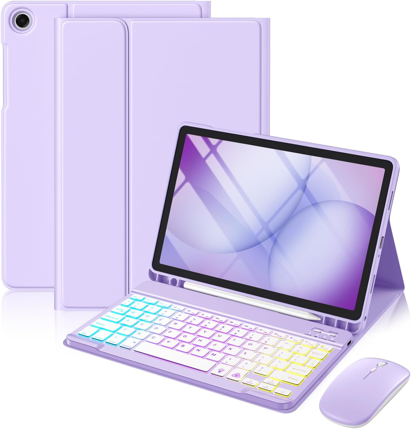 Harvopu for Galaxy Tab A11 Plus/A9 plus Case with Keyboard-Wireless Mouse