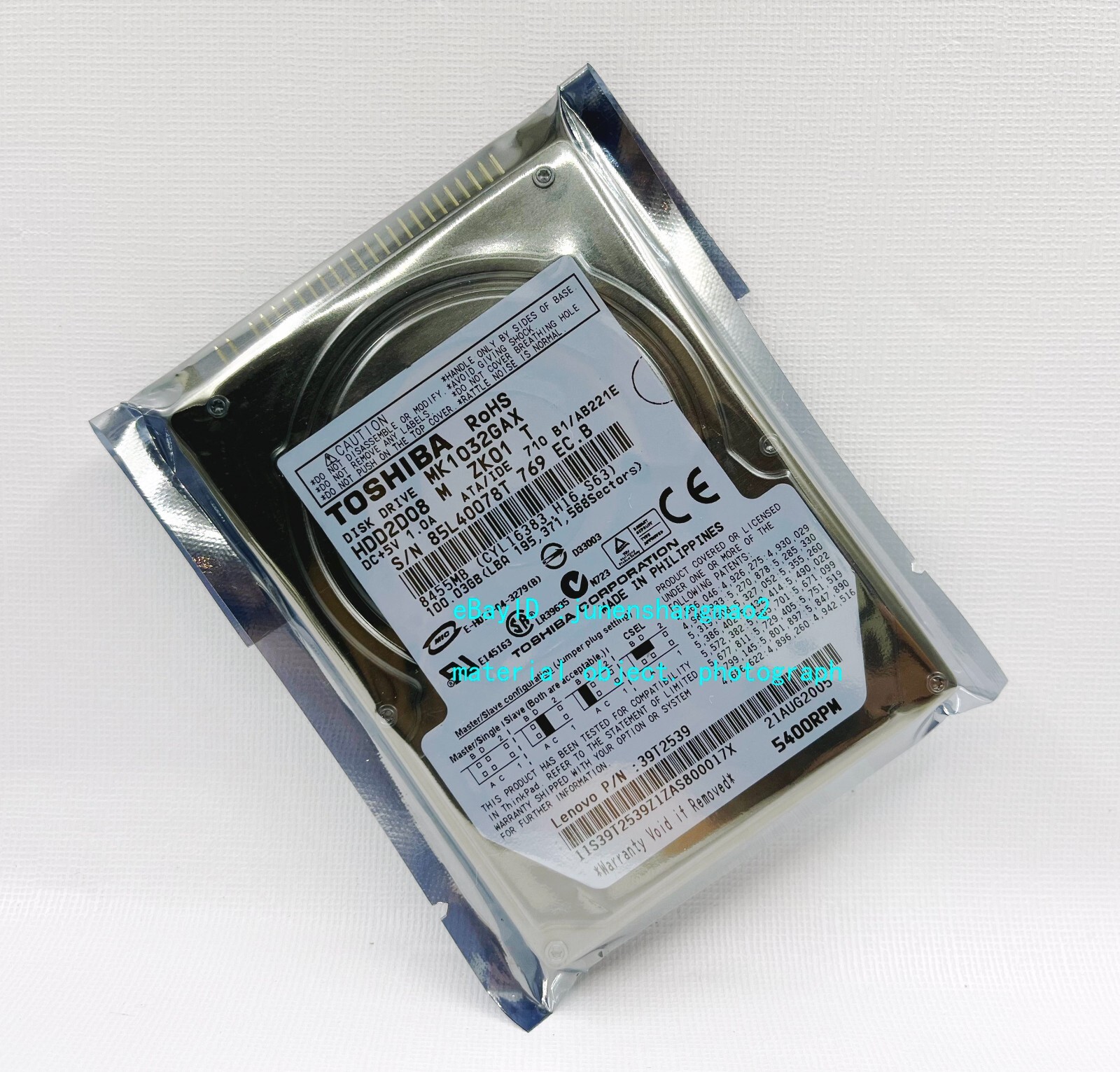 Toshiba 100GB 5400RPM MK1032GAX IDE Interface Notebook Hard Drive