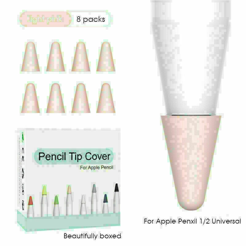 8PCS Silicone Touch Pen Nib Case Tip Cover For Apple Pencil 1st / 2nd Generation