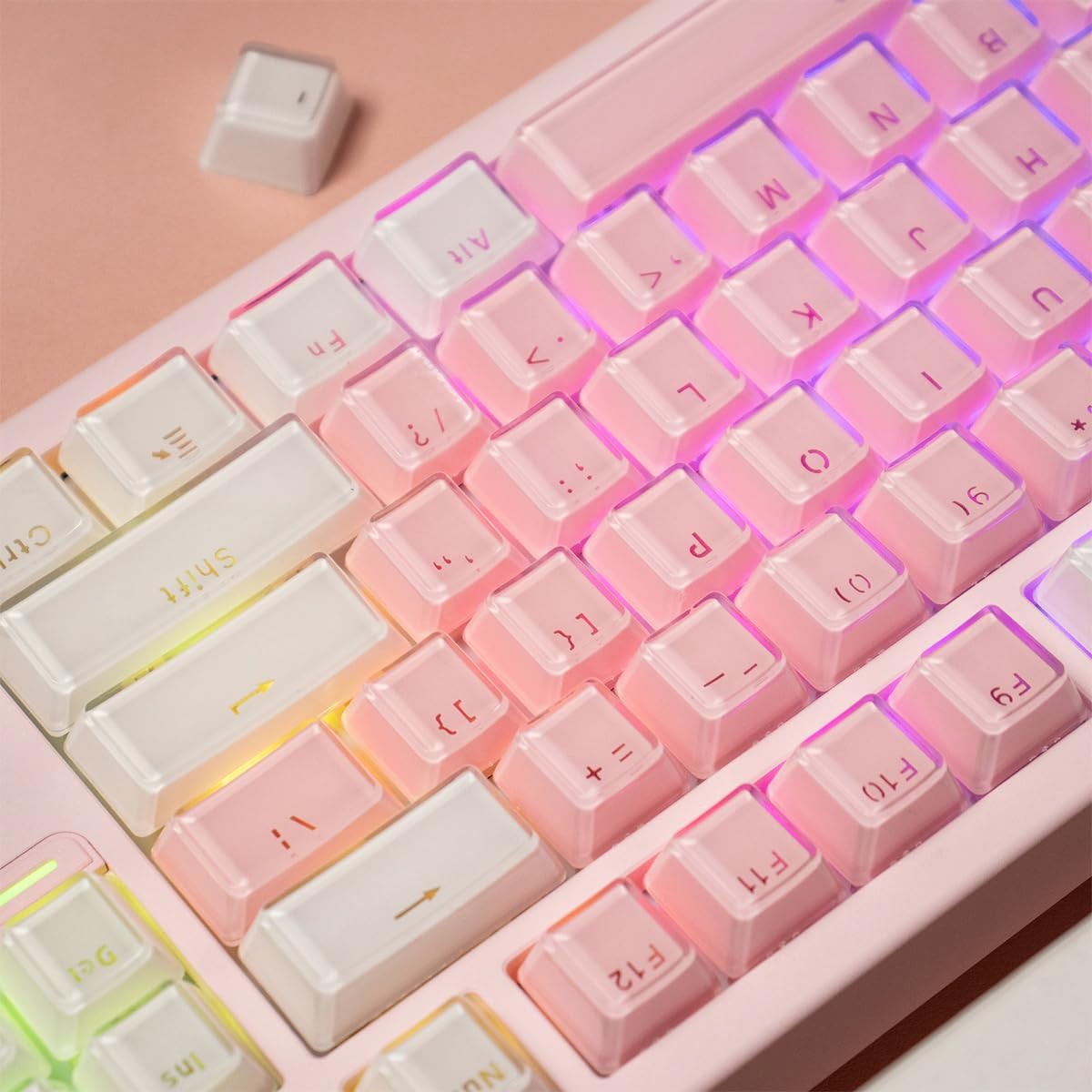 104 Keys Crystal Jelly White Keycaps Translucent OEM Fits 60/87/100% MX