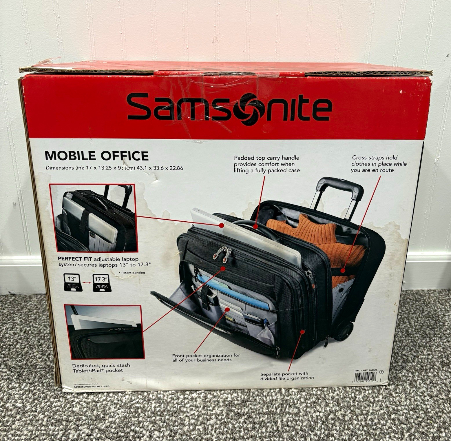 Samsonite Mobile Office Rolling Laptop Trolley Case Black Fits 13-17.3"