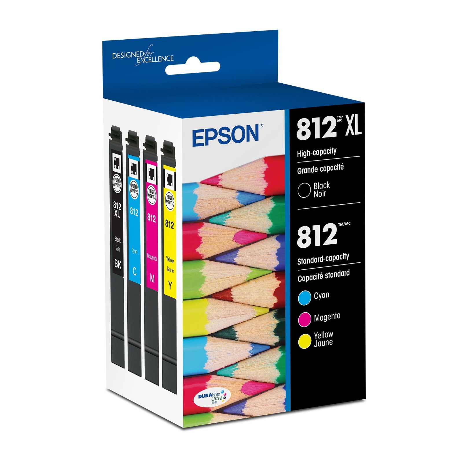 Epson 812 T812XL-BCS Genuine Ink 4-Pack CMY + XL Black WF-7820 