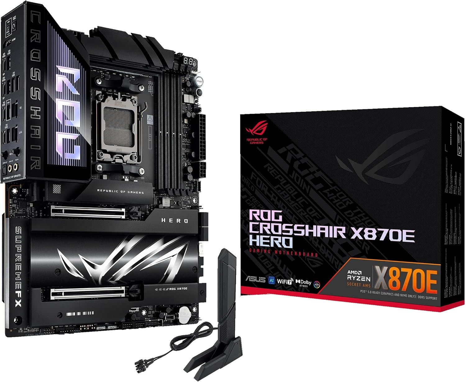 (Factory Refurbished) ASUS ROG CROSSHAIR X870E HERO DDR5 AMD AM5 ATX motherboard