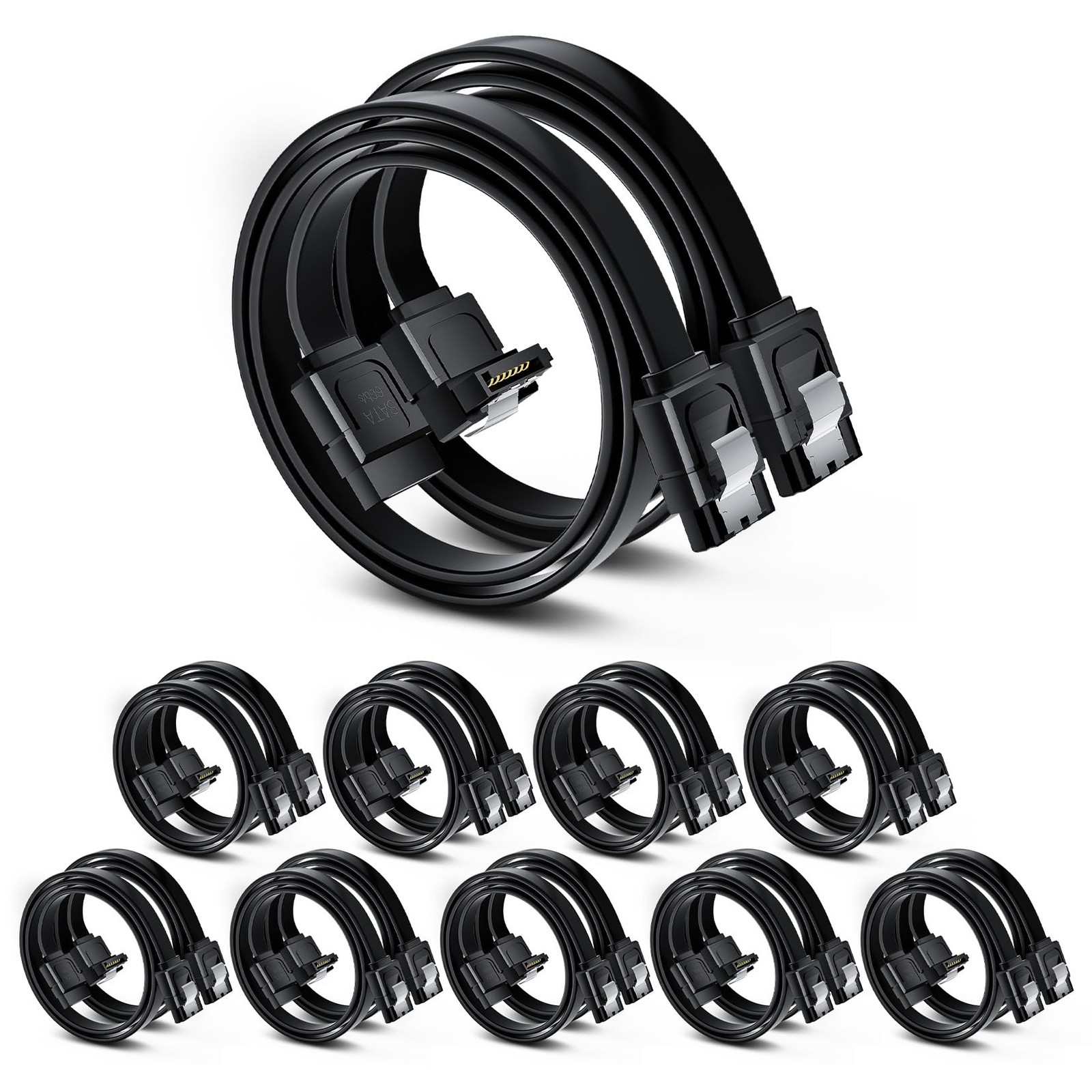 20 PCS SATA 3 Cable III Straight Right Angle Data Cord 18 Inch 7 Pin 6Gbps