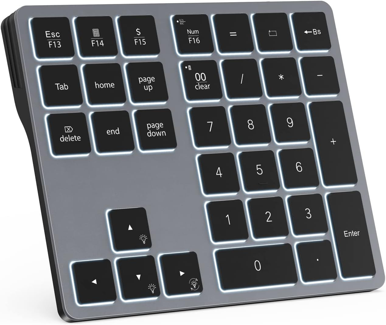 Backlit Bluetooth Numeric Keypad for Laptops and Computers, Number Pads 34 Keys 