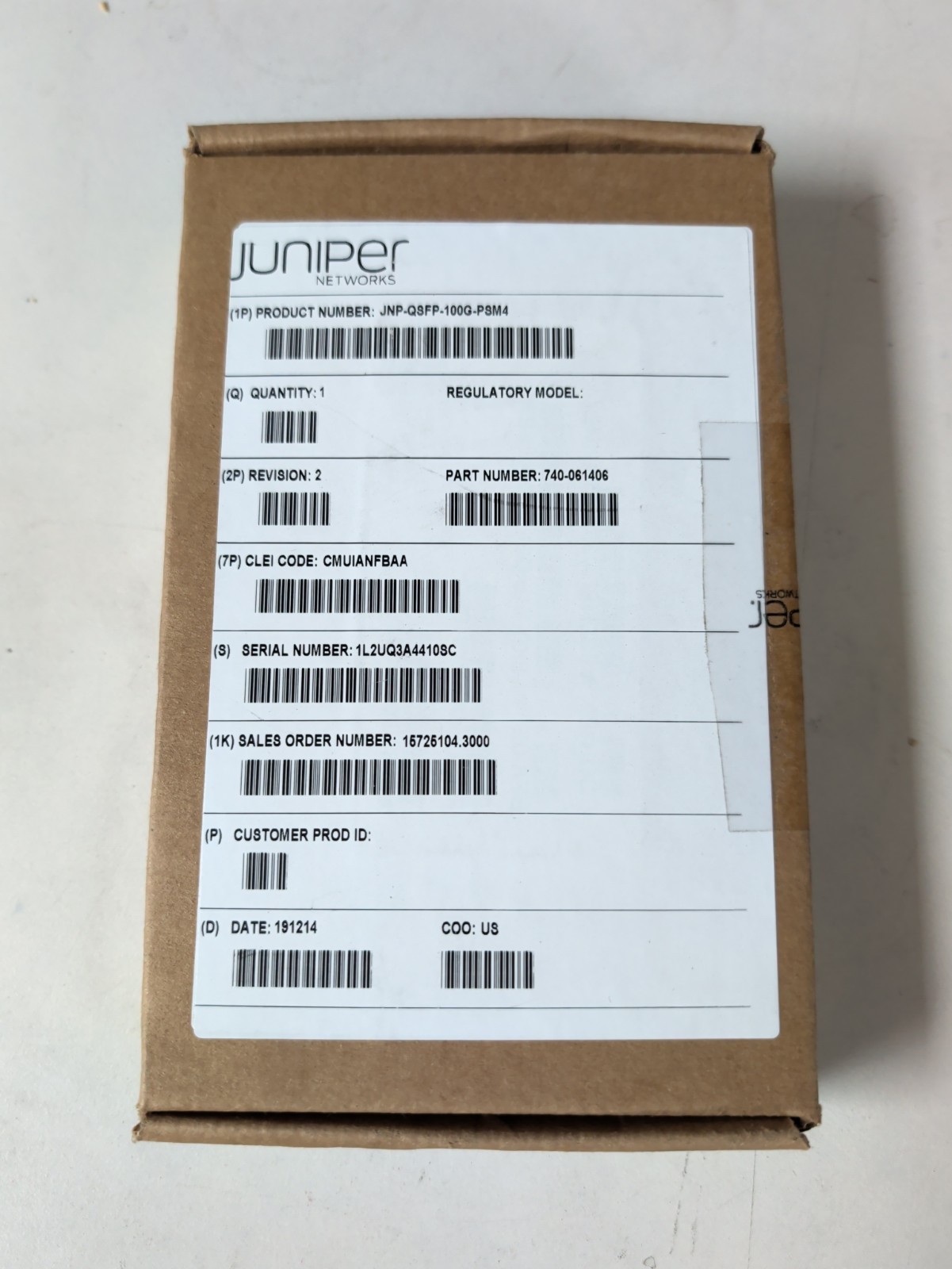 NEW Juniper JNP-QSFP-100G-PSM4 740-061406 QSFP28 100GBase PSM4 SMF 500M 1310nm