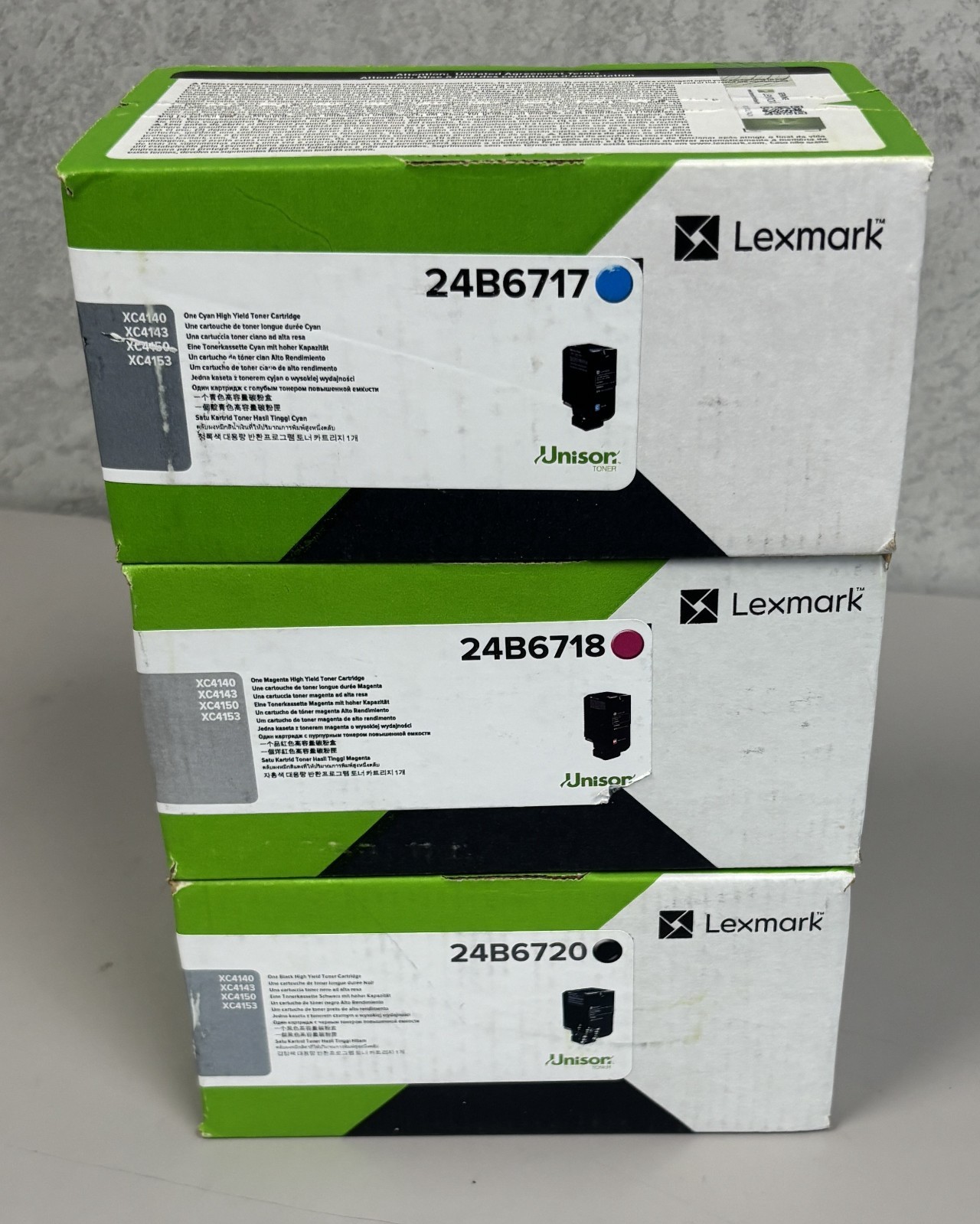 3 PK Lexmark Genuine 24B6717 24B6718 24B6720 HY Black Cyan Magenta Toner OEM