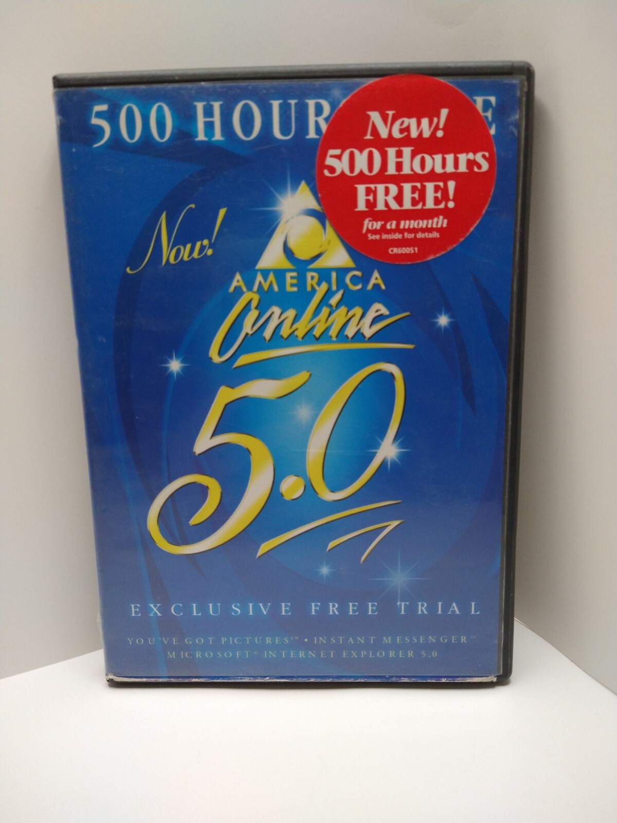 Sealed Vtg 1990s AOL 5.0 Free Hours 3.5" Floppy Disk And CD Rom Still In Package