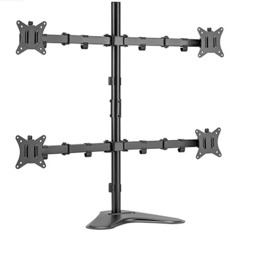 Quad Monitor Stand for 4 Screens 17-32" | Full-Motion Desk Mount, VESA 75/100, T
