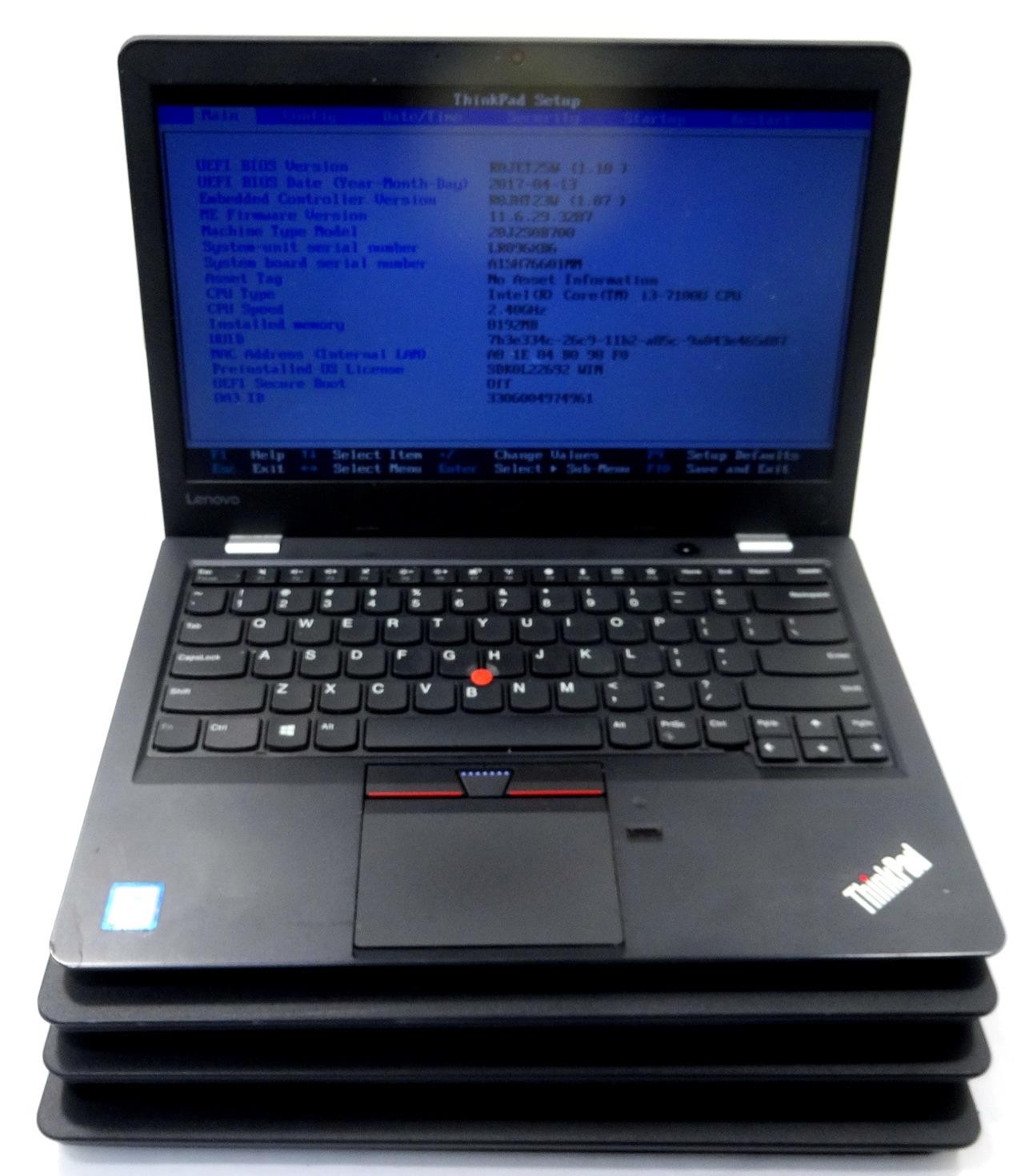 Lot 4 Lenovo ThinkPad 13 14" Core i3-7100U 2.40GHz No RAM No SSD