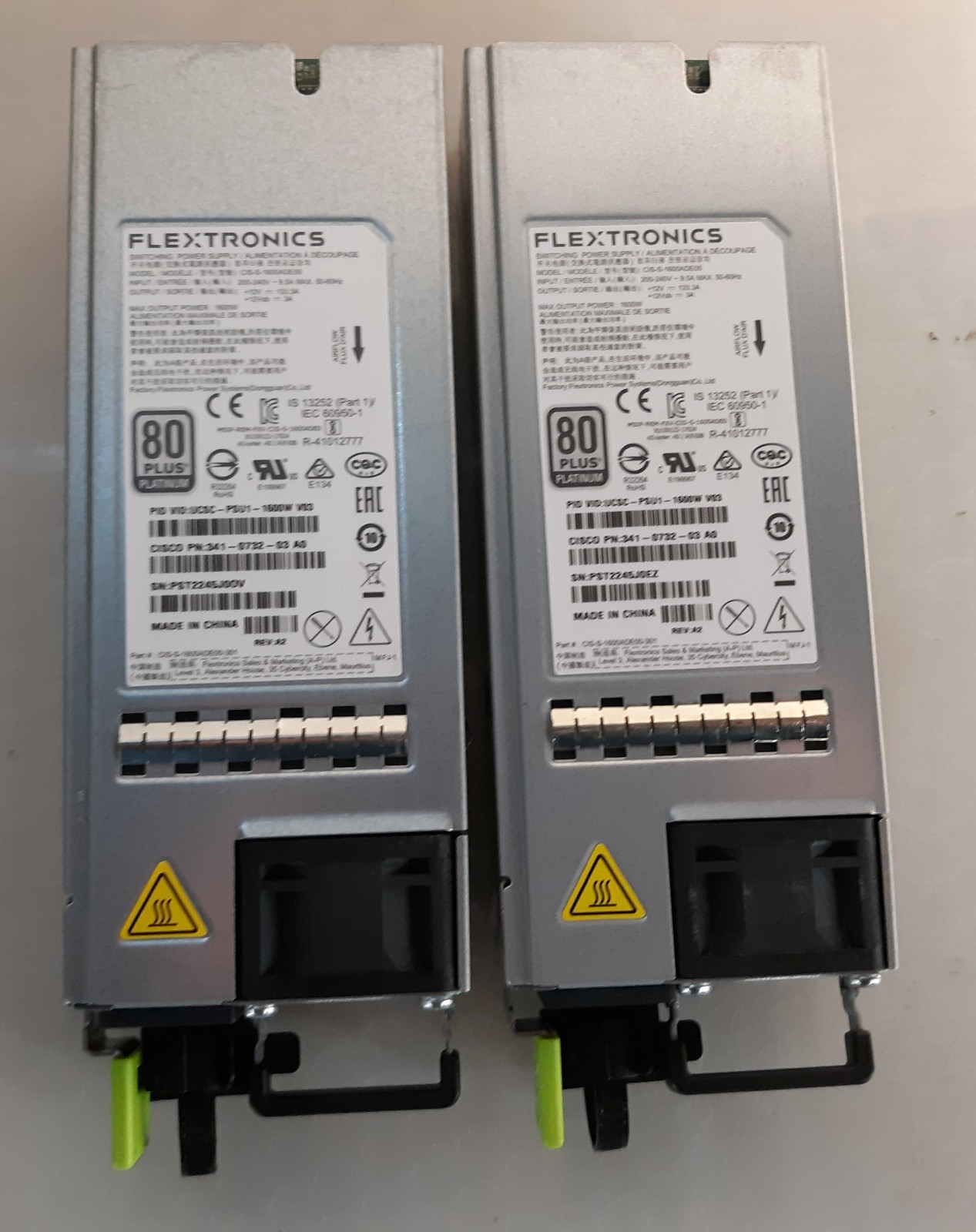 Pair of Cisco UCSC-PSU1-1600w 1600w 80Plus Platinum CIS-S-1600ADE00 Power Supply