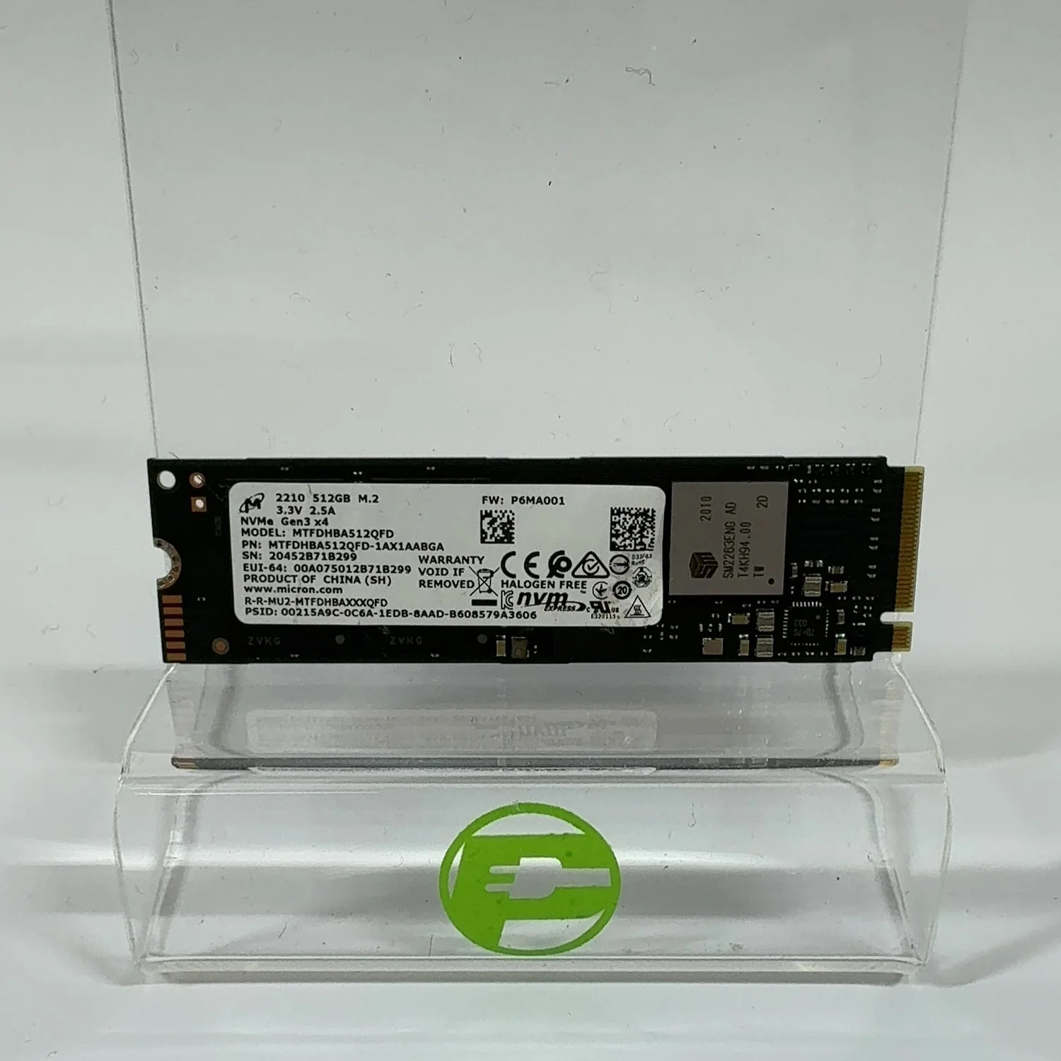 Micron 2280mm SSD 512GB M.2 NVMe Gen 3.0 x 4 SSD MTFDHBA512QFD