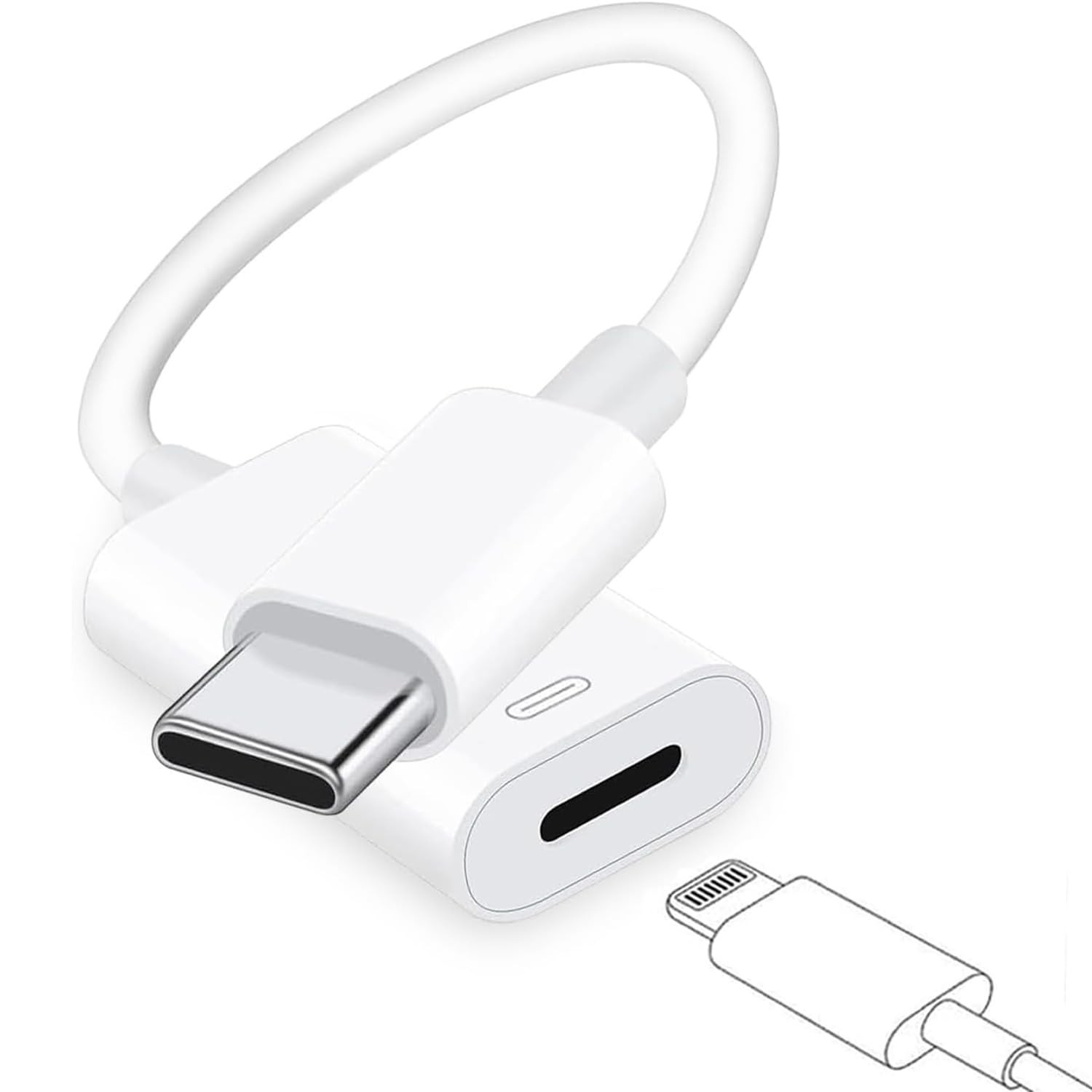 USB C to Lightning Headphone Audio Adapter for iPhone 17 16 15 Plus Pro White 