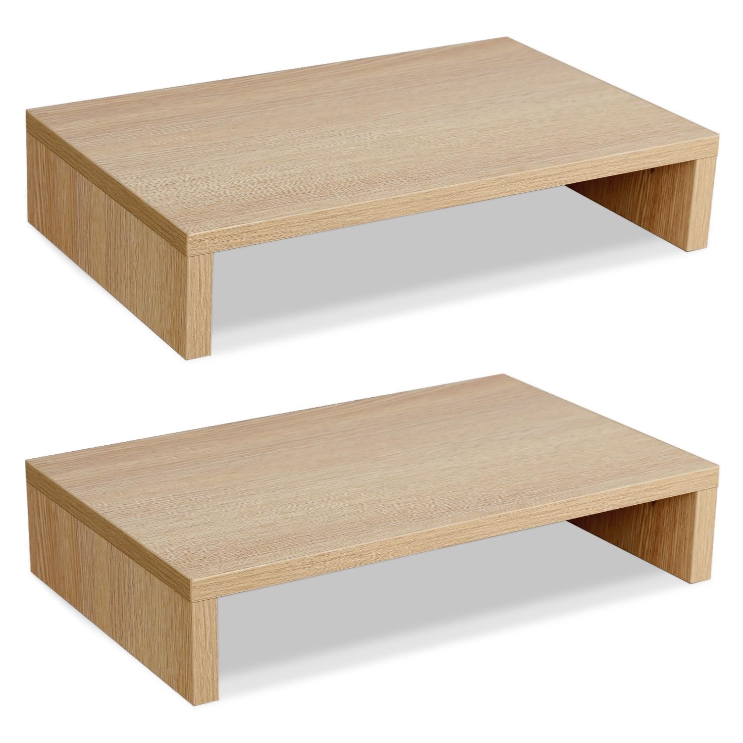 2 Pack Wooden Monitor Stand Riser Adjustable Dual Screen Holder For Laptop PC
