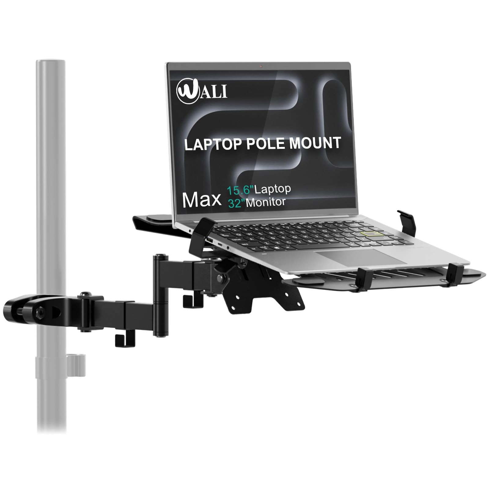 Laptop Pole Mount, Adjustable Laptop Arm Holder Fits 10"-15.6" Laptops, 2-in-...