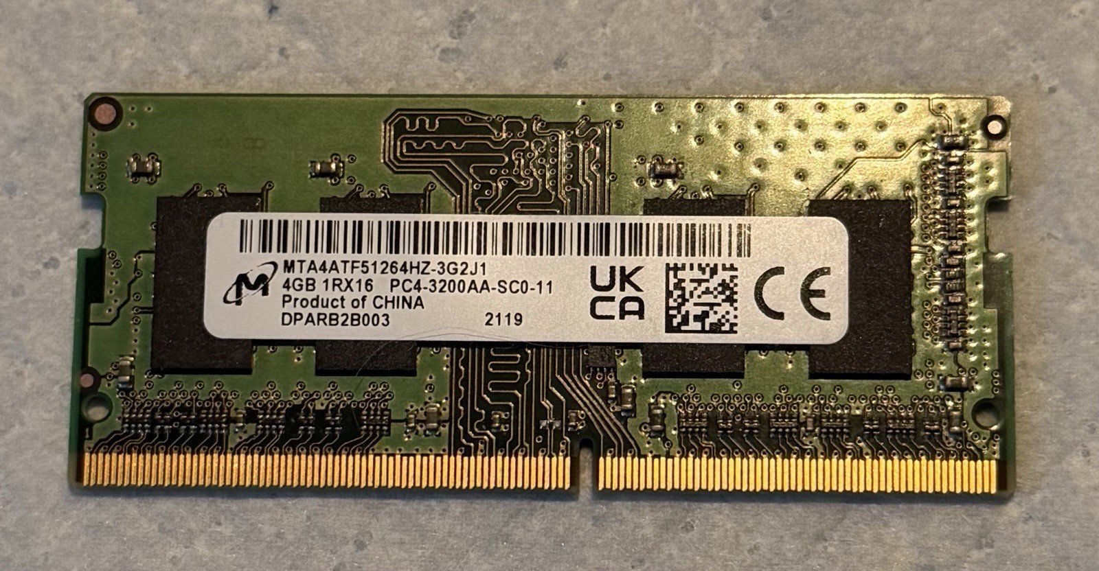 Micron 4GB 1RX16 DDR4 Sodimm PC4-25600 Laptop Memory