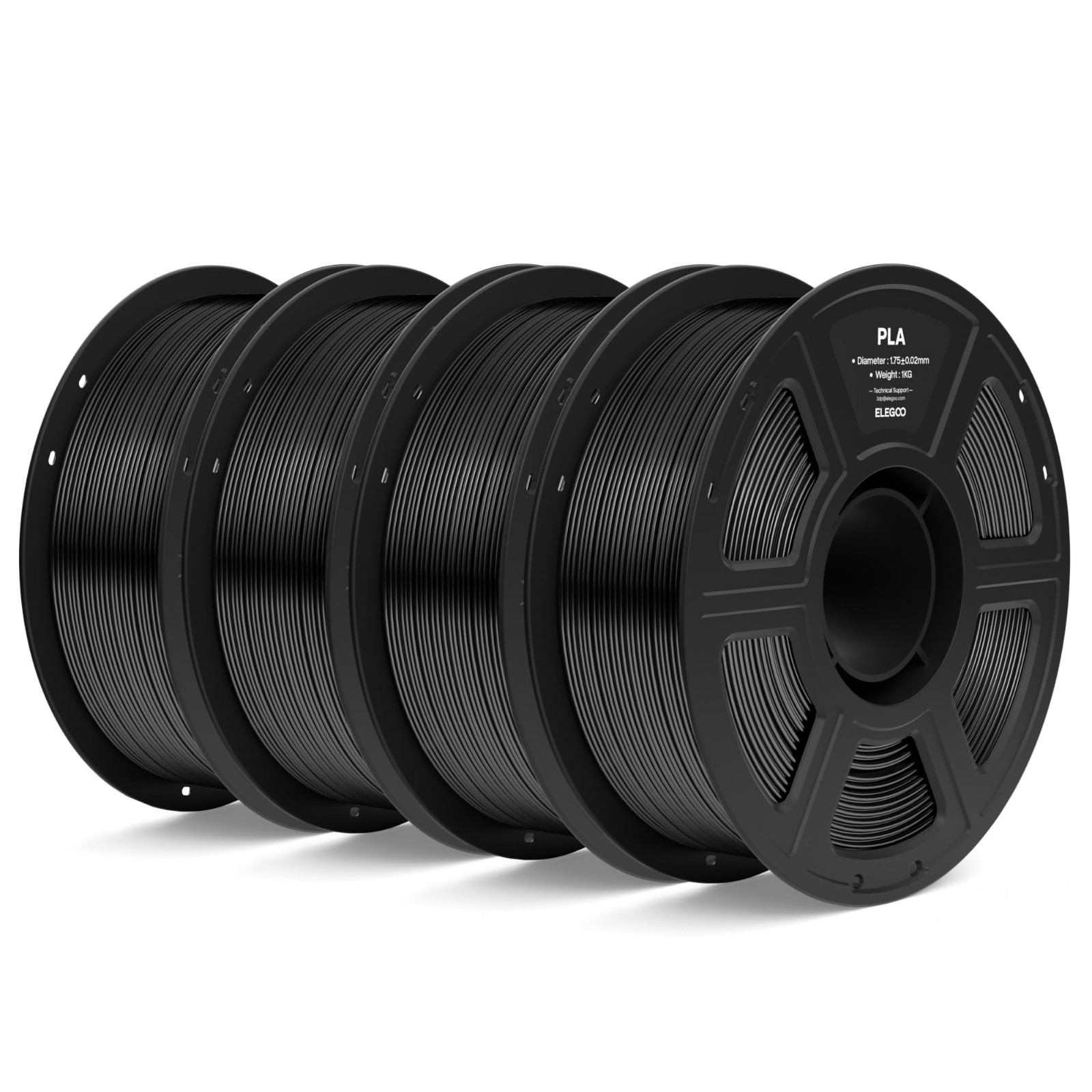High-Quality 1.75mm Black PLA 3D Printer Filament - 4KG Spool for Smooth Printin