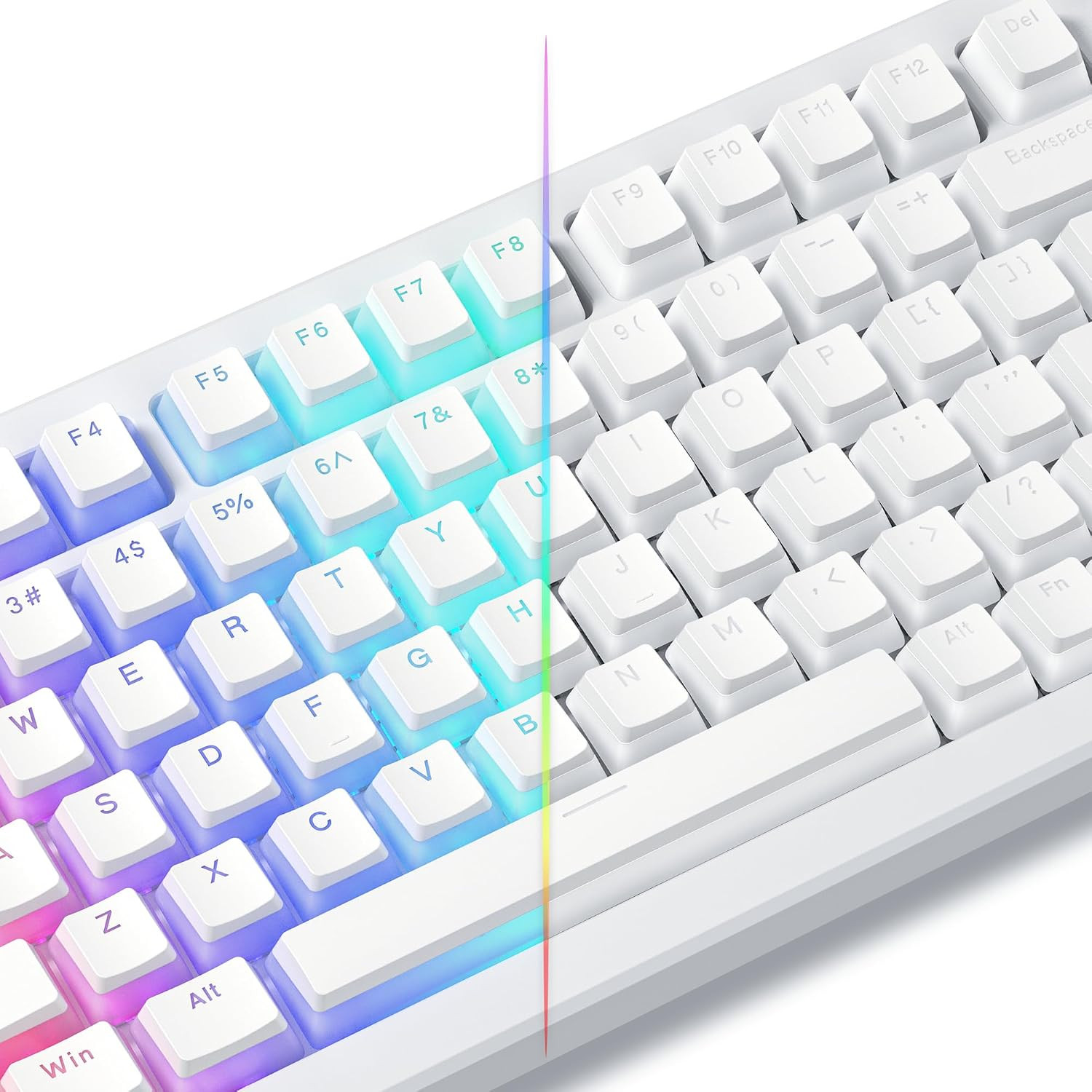 Shine through PBT Keycaps, Pudding White Keyboard Keycaps