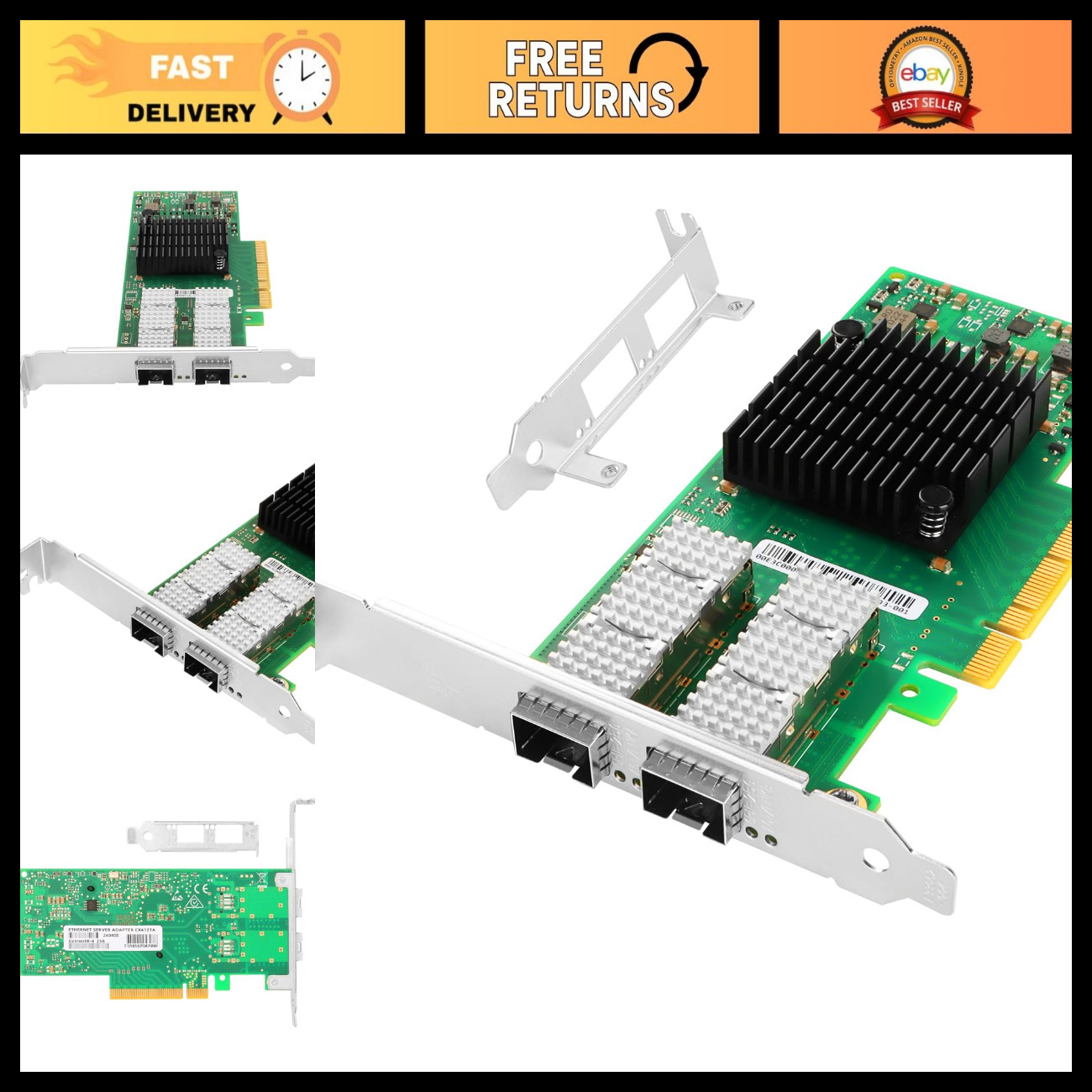 25GbE Dual SFP28 PCIe 3.0 x8 Network Interface Card, ConnectX-4 Lx, MCX4121A-ACA