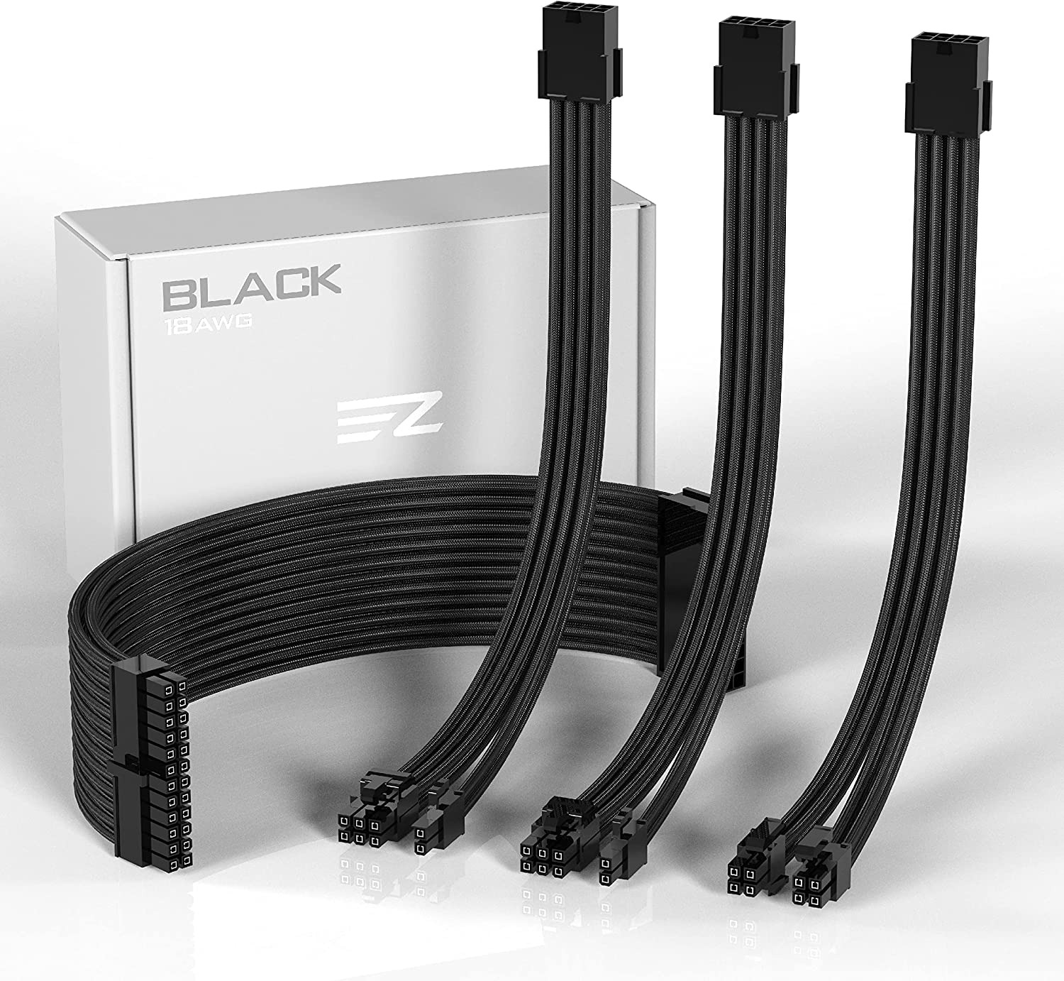 EZDIY-FAB PSU Cable Extension Sleeved Custom Mod GPU PC Power Supply Soft Nylon 
