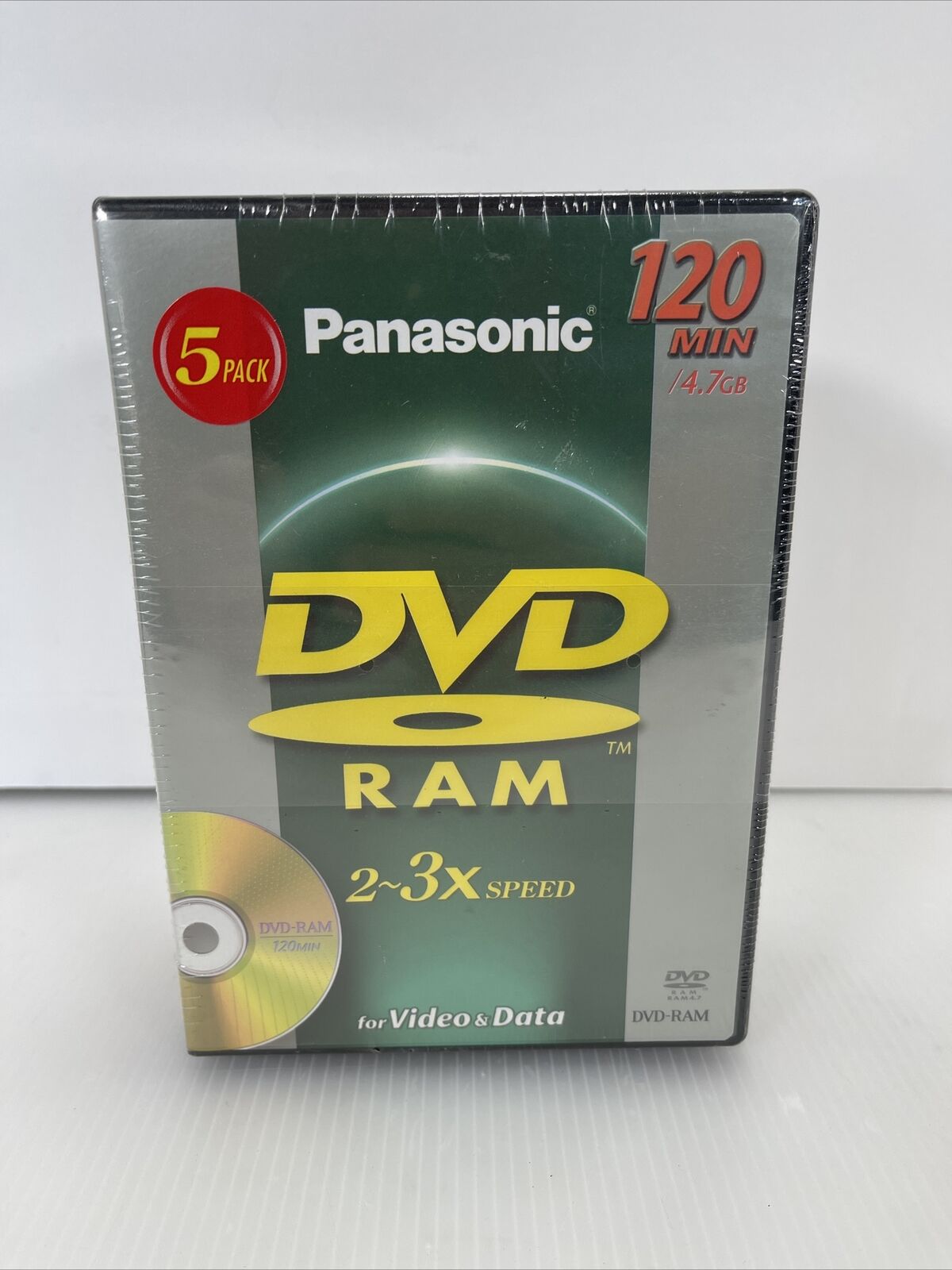 5 Pack Panasonic DVD Ram Discs 2-3X Speed 120 Minute 4.7GB NEW SEALED