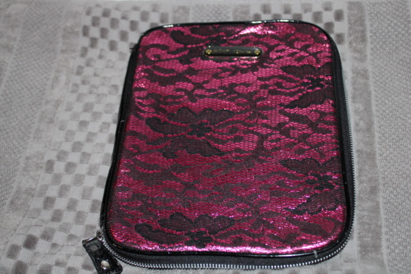 Betsy Johnson Pink with Black Lace IPad Case