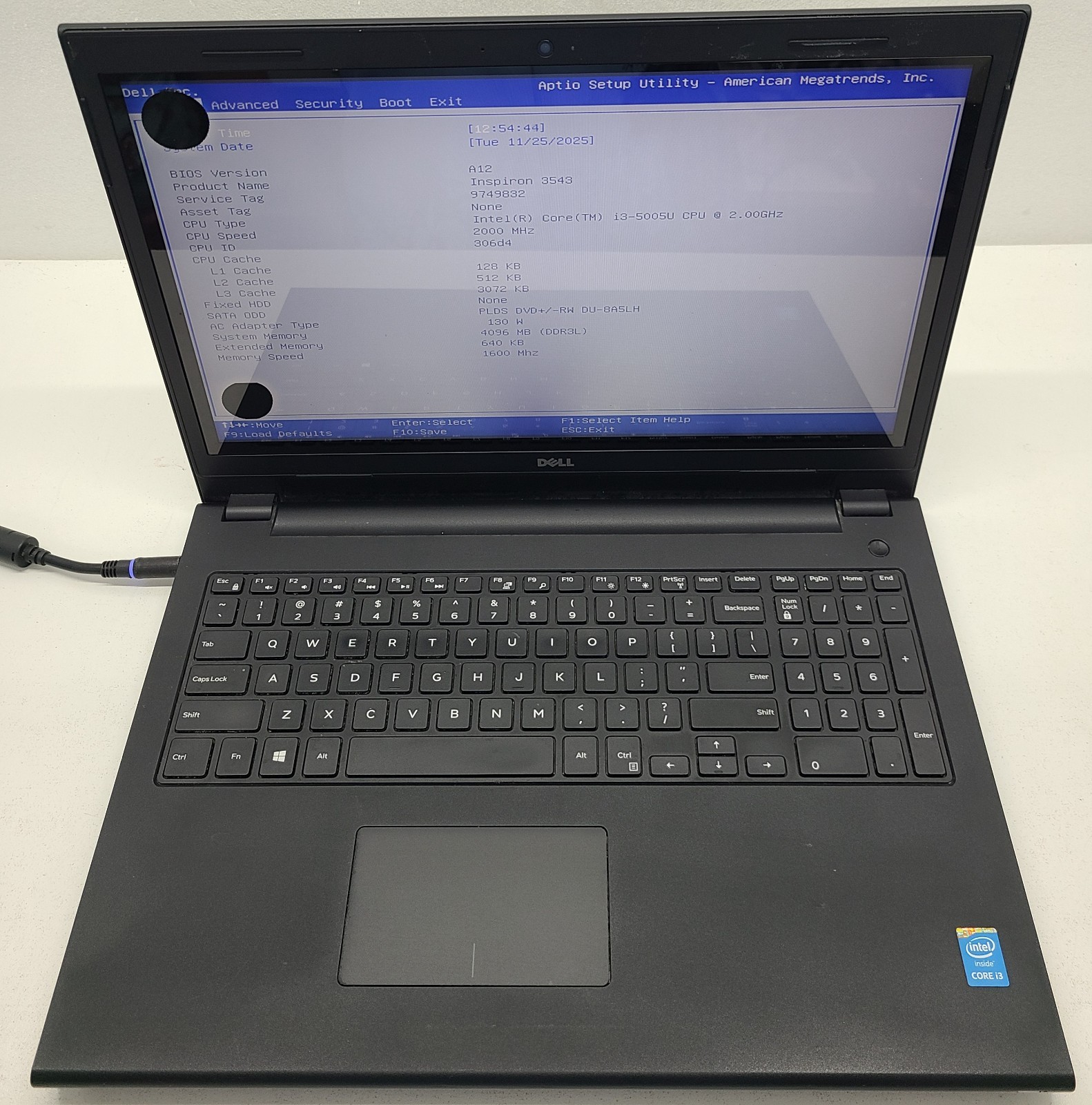 Dell Inspiron 15 3543 Laptop Intel i3-5005U 4GB RAM NO HD/OS (FL)