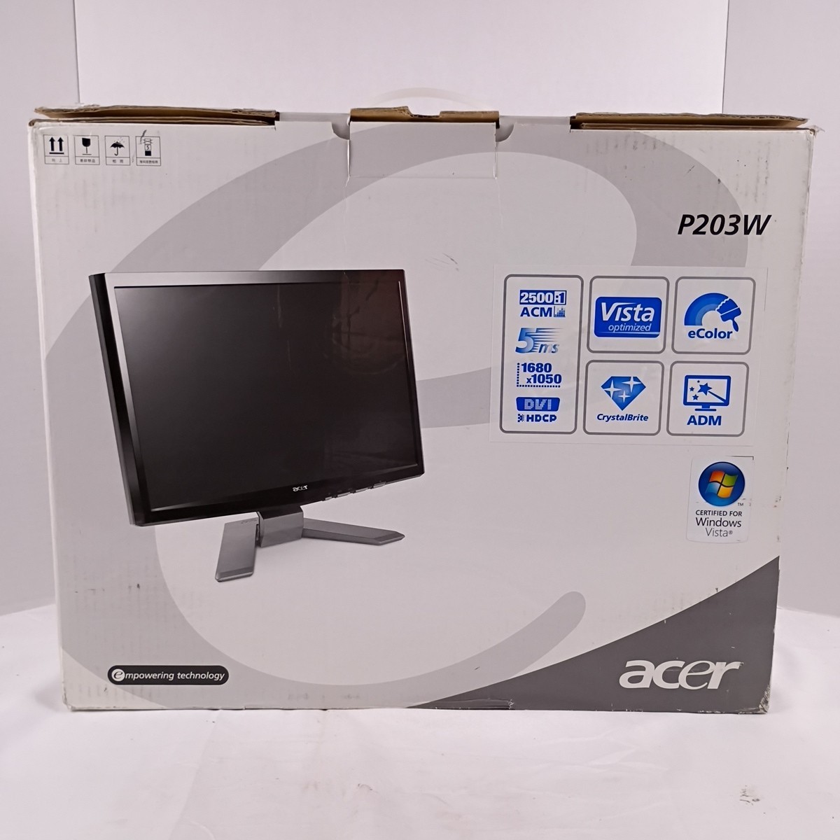 Acer P203W 20" LCD Monitor 1680x1050 DVI HDCP CrystalBrite eColor ADM New in Box