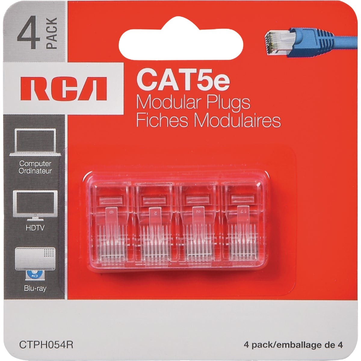 RCA CAT-5E Clear Modular Plug Connector (4-Pack) TPH054R RCA TPH054R