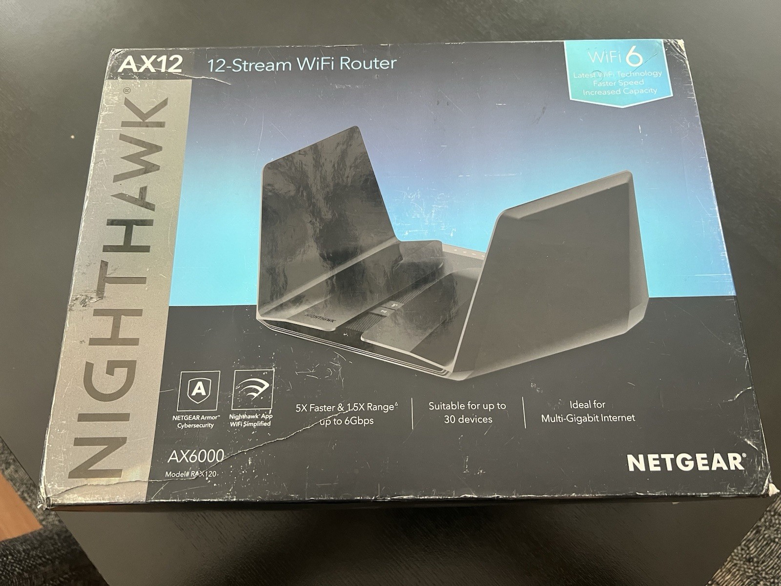 Netgear Nighthawk AX12 AX6000 WiFi 6 Router RAX120-100NAS Renewed Sealed