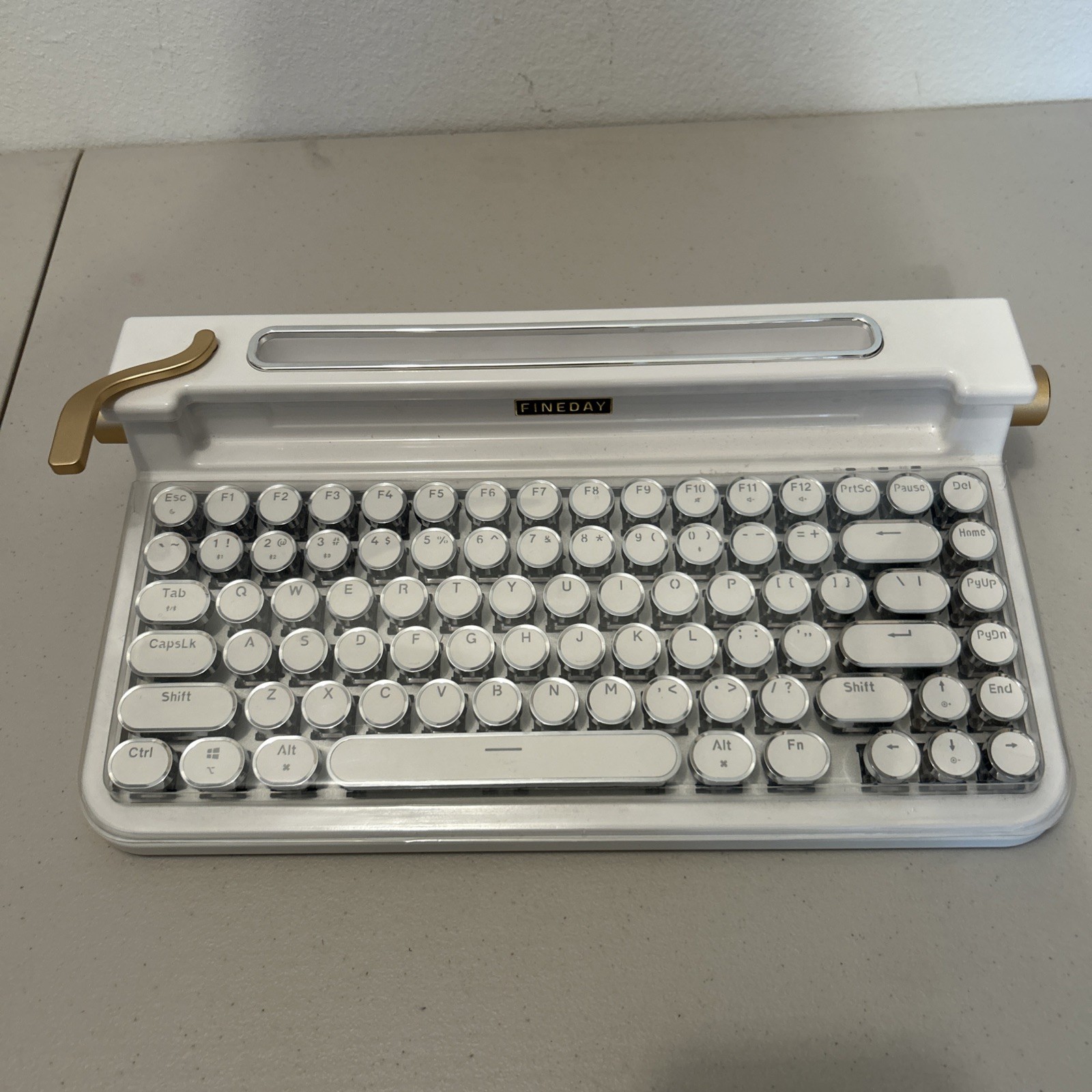 Pena White Chrome Keyboard - Retro Design, Pre-Owned, Full Box