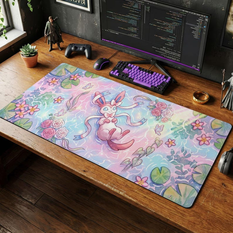 Pokemon Sylveon Pastel Desk Mat, Cute Kawaii Gaming Mouse Pad HP379C