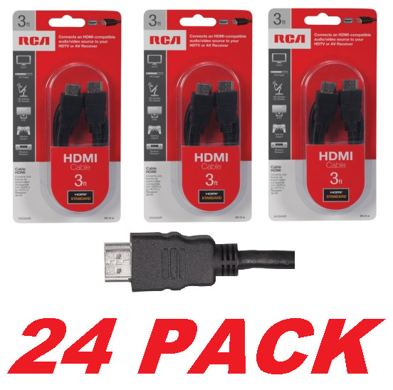 RCA VH3HHR 3ft HDMI Cable HDTV Gaming Satelite Compatible (Lot of 24) NEW-SEALED