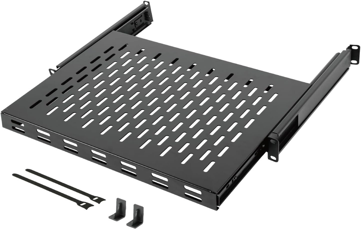 Tecmojo 1U Sliding Rack Shelf,4-Post Vented Rack Mount Shelf,13.8In Deep with Ad